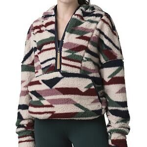 Prana Fleece Pullover Jacket Maroon Geo Size XL NWT Gorpcore Cozy Cabincore